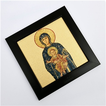 Meryem ve Bebek İsa Altın Varak Siyah Çerçeveli Kanvas Tablo